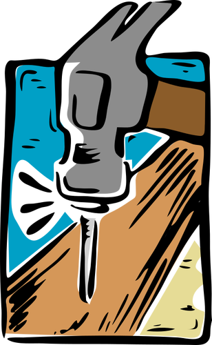 Cartoon nail and hammer
