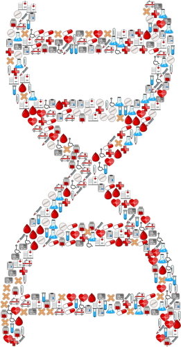 Medizinische Symbole auf DNA