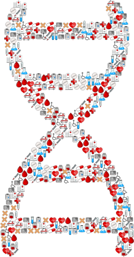 Medizinische Symbole auf DNA