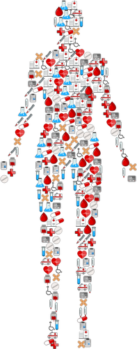 Human body with icons