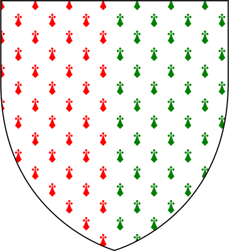 Shield with red and green Christmas heraldry vector illustration