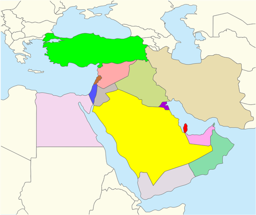 Grafica vettoriale di Medio Oriente mappa