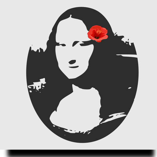 Mona Lisa with hibiscus