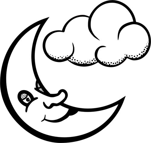 矢量图形的困月亮和云