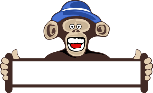 Monkey holding blank sign