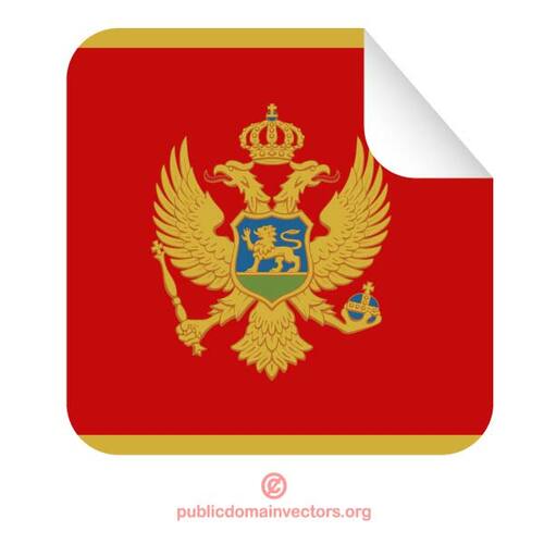 ملصق مستطيل مع علم الجبل الأسود