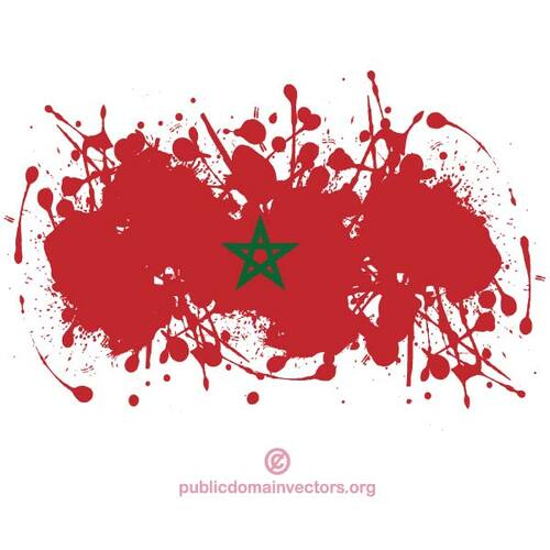 Morocco flag in ink spatter shape