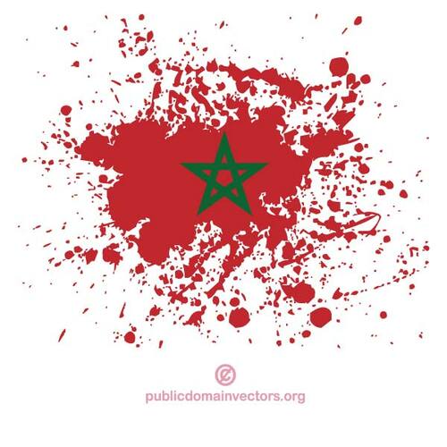 דגל מרוקו בתוך דיו כתמי צורה