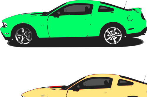 Vector illustration of green Mustang