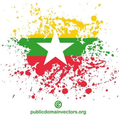 Myanmar vlag in spetter inktshape