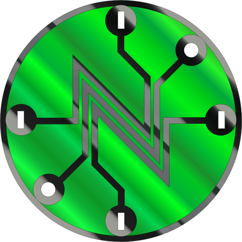 Symbole du circuit électrique vert brillant