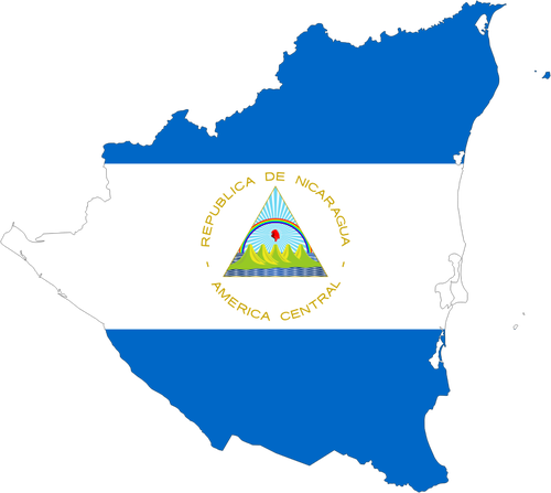 Nicaraguas karta och flagga