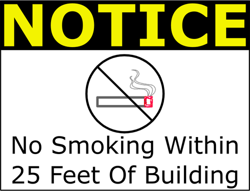 वेक्टर चित्रण ofno धूम्रपान संकेत है 25 फीट के भीतर