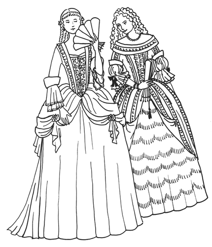 İki kadın Barok elbiseler