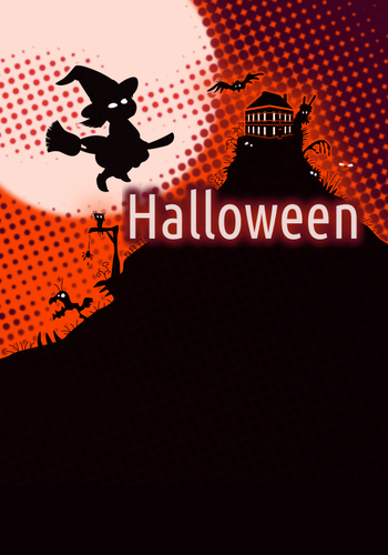 Halloween poster dengan latar belakang