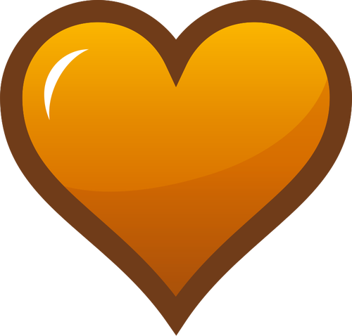 Cœur orange avec bordure brune épaisse vecteur une image clipart