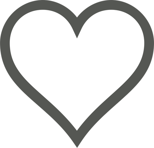 White heart with thick brown border vector clip art