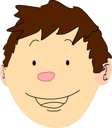 Vector graphics of happy boy with brown hair