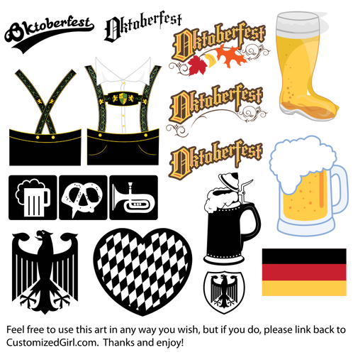 Oktoberfest simgeler, logolar ve resimler küçük resim vektör
