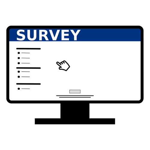 ऑनलाइन कंप्यूटर सर्वेक्षण आइकन वेक्टर छवि