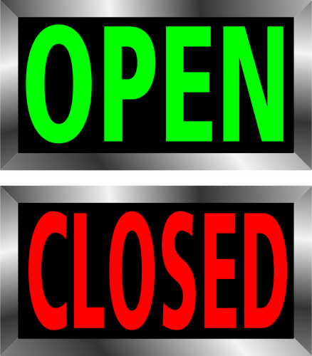 Open and closed metal frame signs vector image