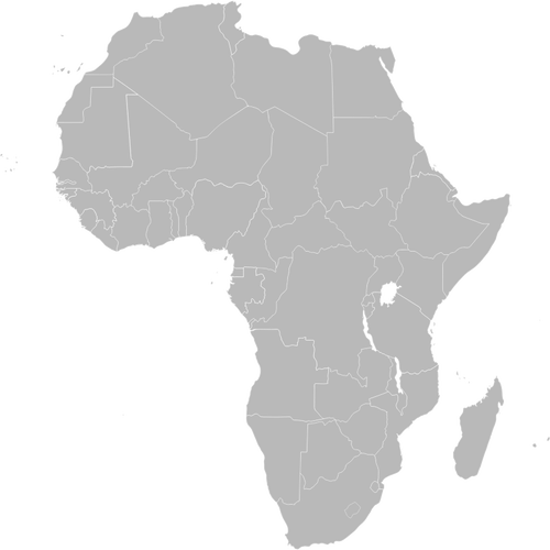 Map of African continent with Ethiopia highlighted vector image