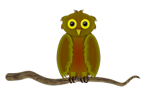 Owl on a branch cartoon image | Public domain vectors