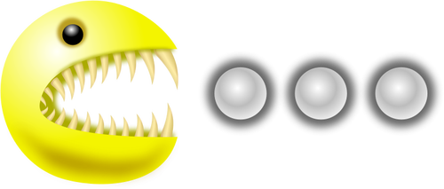 Vector illustration of pacman monster eating pills