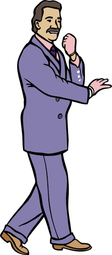 Человек в модном фиолетовый костюм векторная графика