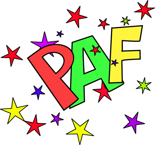 ClipArt vettoriali di rappresentazione sonora paf con stelle