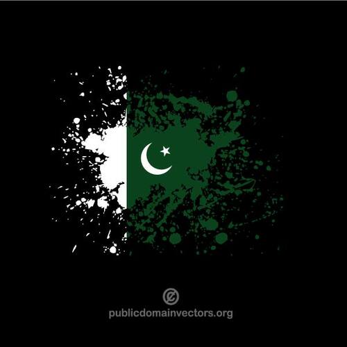 Bandera de Pakistán en salpicaduras de tinta