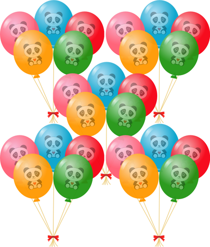 Panda Ballons Vektorbild