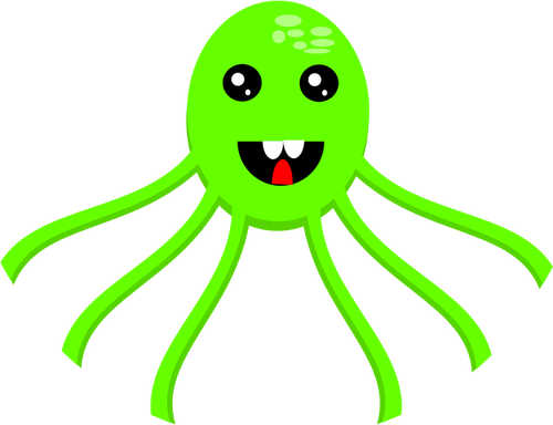 Vektor illustration av gröna leende bläckfisk