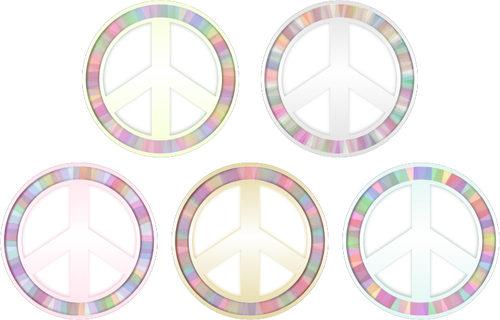 Vector illustration of set of peace symbols in pastel colors