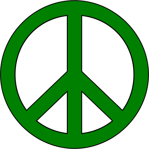 绿色和平符号与黑色边框的矢量图形