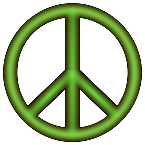 Vector drawing of green 3D peace symbol