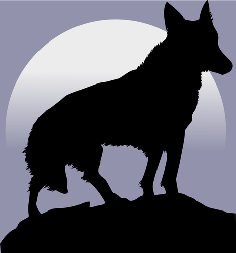 صورة ظلية الذئب أمام القمر صورة المتجه