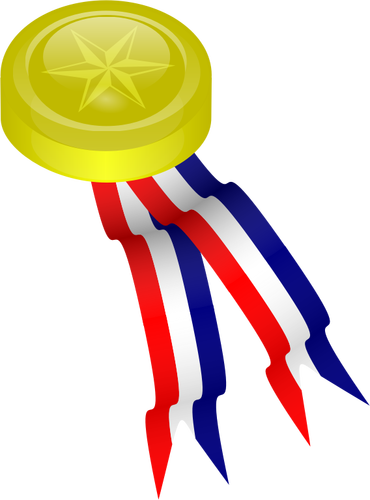 Medalla de oro con cintas vector illustration
