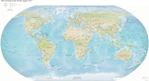 Fysisk karta över världen