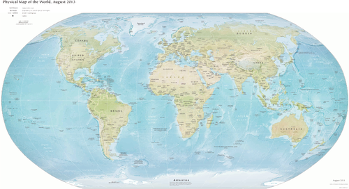 Carte physique du monde