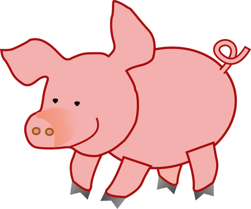 輪郭を描かれた豚