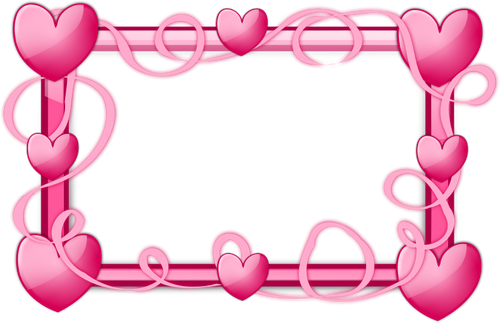 Pink hearts frame vector graphics