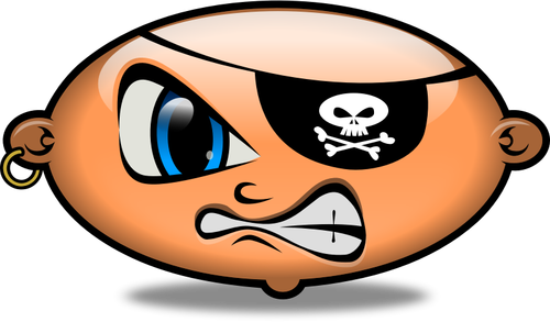 Vector drawing of Glass-style emoticon of an angry pirate character