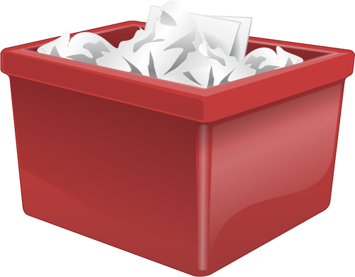 Red plastic box filled with paper vector clip art