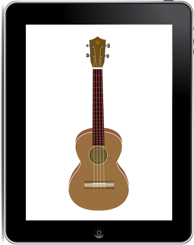 Computador tablet com guitarra por-vector clipart