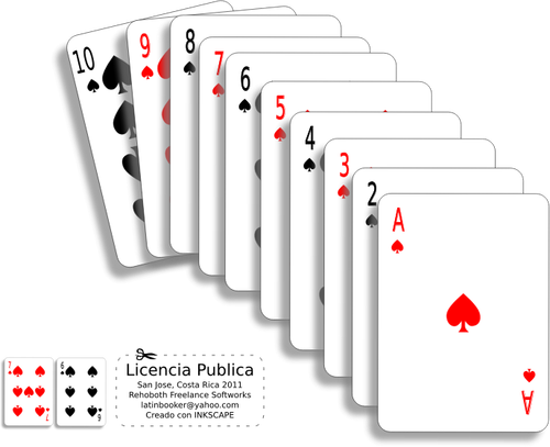 एक लाइन में पोकर कार्ड के वेक्टर चित्रण