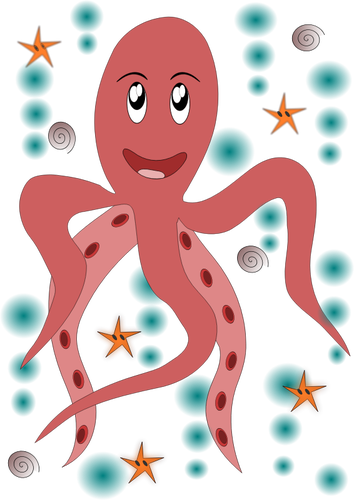 Vektorové kreslení růžová chobotnice