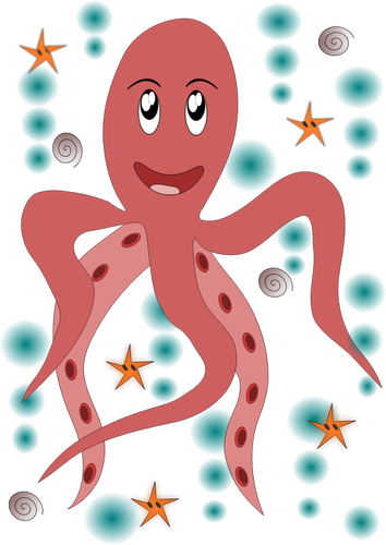 Vector drawing of pink octopus