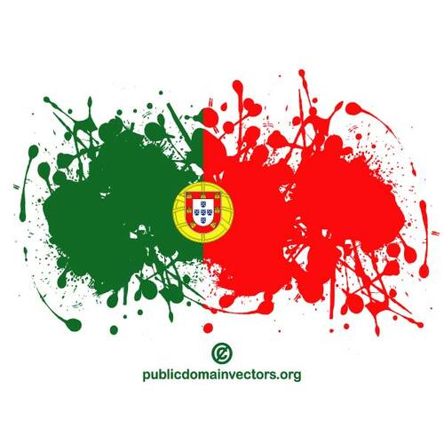 葡萄牙国旗在墨水飞溅