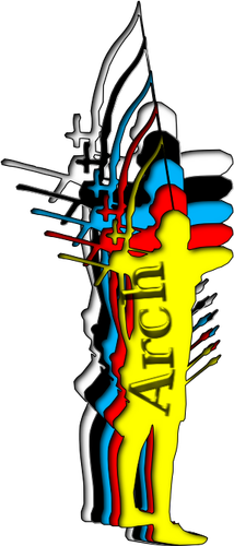 Vector image of archer man silhouette in multiple colors